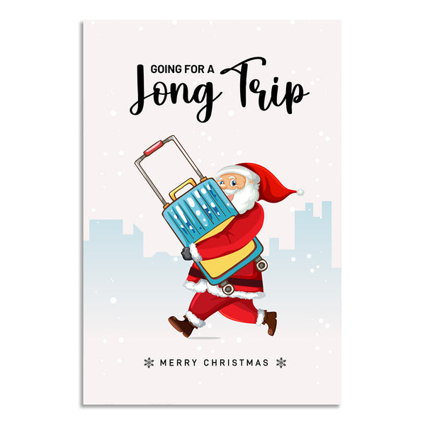 Funny Christmas Travel Poster | Santa Going for a Long Trip Wall Art | Cute Holiday Décor for Kids Room, Living Room & Office