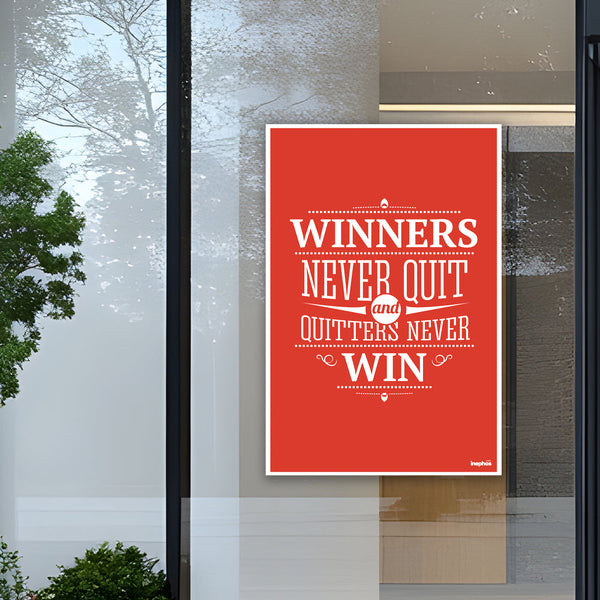 Motivational Poster - 'Winners Never Quit' Quote Wall Art | Typographic Design | Inspirational Home and Office Decor