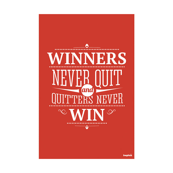 Motivational Poster - 'Winners Never Quit' Quote Wall Art | Typographic Design | Inspirational Home and Office Decor