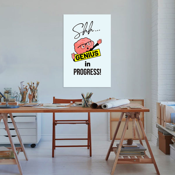 Funny Office Poster | Quirky Brain Cartoon Wall Art for Work Desk, Study Room, Students, Coders, Creatives & Productivity Spaces