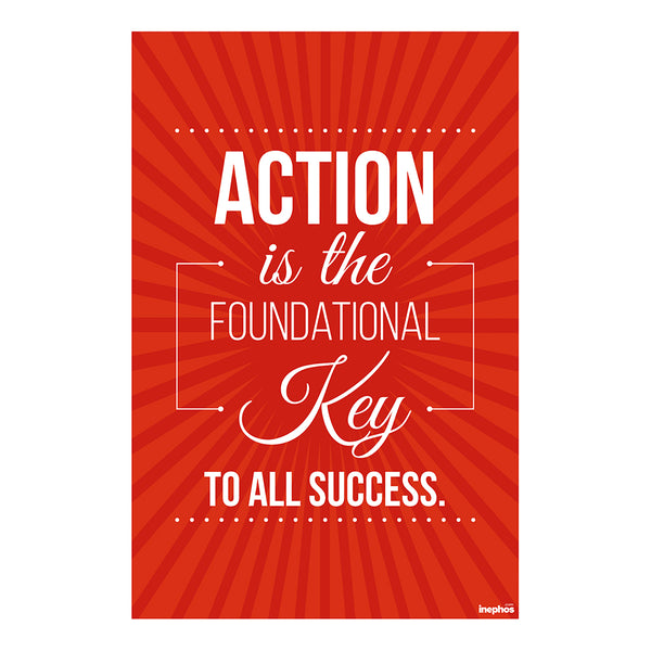 Motivational Wall Art | Action Is the Key to All Success Poster | Inspirational Quote Print for Office | Home | Study Room