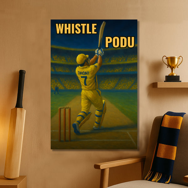 Ms Dhoni Sixer Poster | Csk Power Shot In Stadium | IPL Captain Cool Tribute Poster