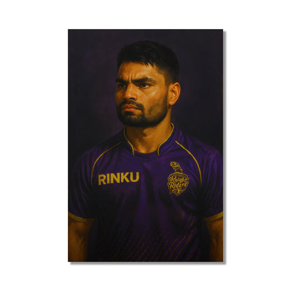 IPL poster featuring Rinku Singh | captured with fierce determination and focus