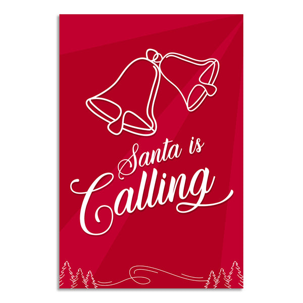Santa Is Calling Christmas Wall Poster | Festive Red Bell Design | Holiday Poster for Home, Office, Kids Room & Party Decoration