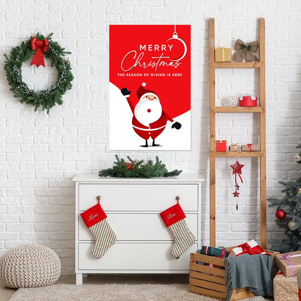 Cute Santa Illustration Christmas Poster | Festive Holiday Wall Decoration for Home, School, Office, Café & Christmas Gifting