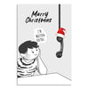 Cute Merry Christmas Poster with Santa Hat & Cartoon Phone Art | Festive Holiday Wall Decor for Home, Café, Office & Kids Room | Funny Christmas Poster