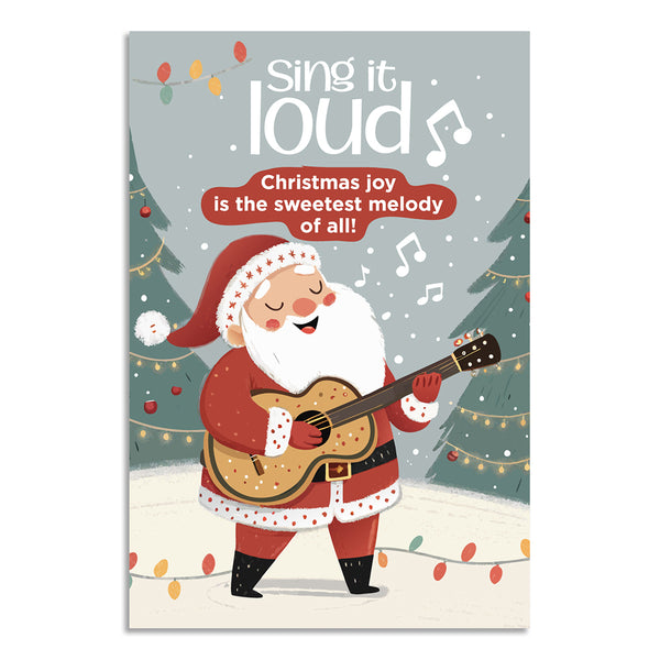 Cute Santa Singing Christmas Poster | Festive Wall Art for Holiday Decor, Kids Room, School & Party Decorations | Cheerful Xmas poster