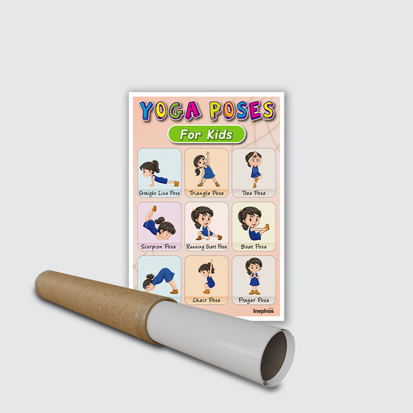 Yoga Poses for Kids Poster | Fun & Easy Kids Yoga Exercises Chart | Wellness, Fitness & Learning Wall Poster