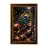 Peacock Feather Framed Poster | Krishna Mor Pankh Spiritual Wall Art for Positive Energy, Wealth & Harmony | Lotus Moonlight Vastu Décor