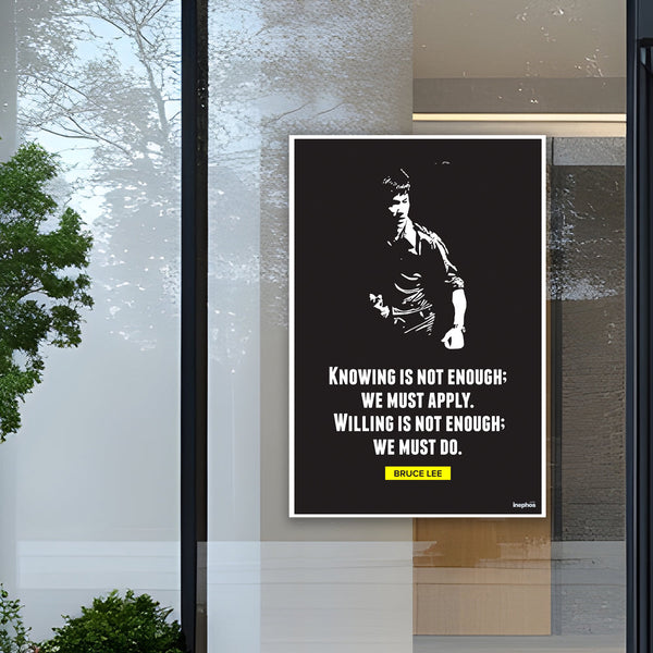 Bruce Lee Motivational Poster - 'Knowing is Not Enough' Quote Wall Art | Martial Arts | Inspirational Home and Gym Decor