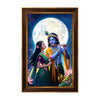 Radha Krishna Framed Poster | Moonlight Divine Couple Wall Art for Love, Harmony & Positive Energy | Krishna Flute Spiritual Vastu Décor
