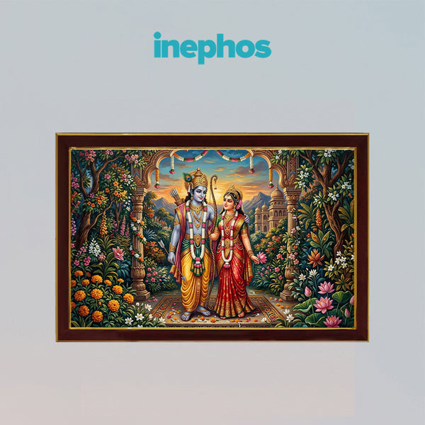 Ram Darbar Divine Harmony Photo Frame | Lord Ram & Goddess Sita Wall Decor for Family Peace, Prosperity & Positive Energy | Spiritual Vastu Artwork for Home, Living Room & Temple