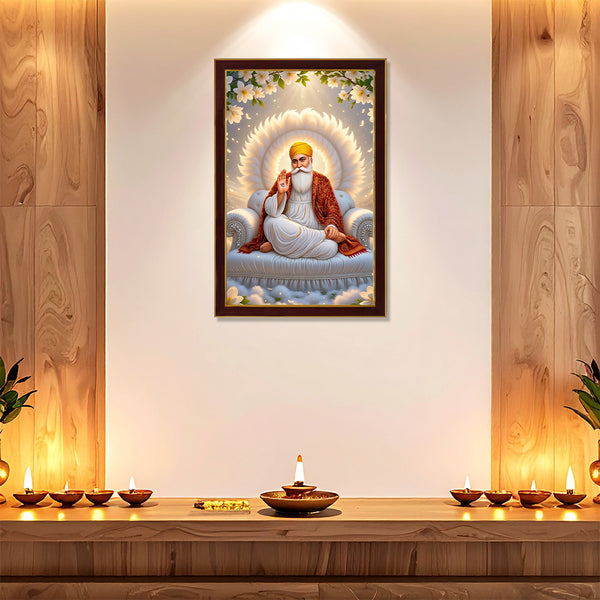 Vastu Guru Nanak Dev Ji Divine Blessings Photo Frame | Sacred Sikh Spiritual Wall Decor for Home, Office & Prayer Room