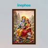 Lord Vishnu Lakshmi Photo Frame for Home Decor | Divine Lakshmi Narayan Wall Art with Lotus Throne | Premium Wooden Framed Religious Wall Decoration