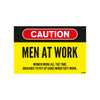 Caution Men at Work | Funny Wall Poster with Sarcastic Quote for Office, Garage, or Man Cave | Bold Yellow & Black Decor