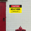 Caution Men at Work | Funny Wall Poster with Sarcastic Quote for Office, Garage, or Man Cave | Bold Yellow & Black Decor