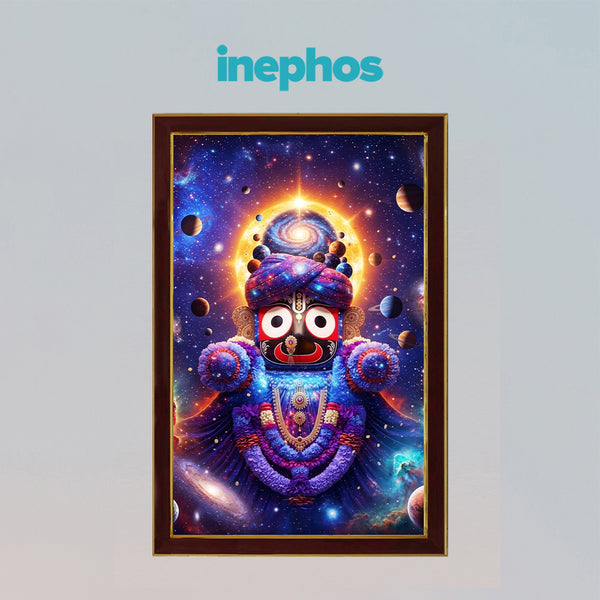 Cosmic Lord Jagannath Wall Art Photo Frame | Divine Jagannath in Celestial Galaxy Universe Theme | Spiritual Hindu Wall Decor