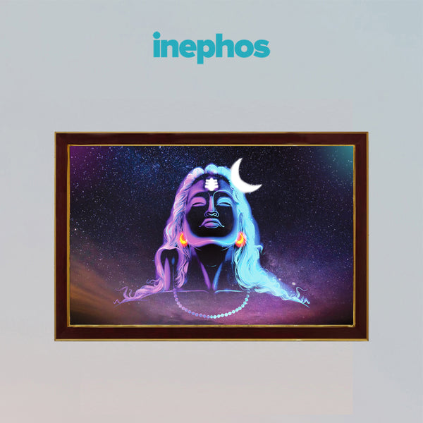 Adiyogi Shiva Photo Frame | Premium Cosmic Neon-Style Effect Framed Wall Art | Pooja Room, Living Room & Home Decor