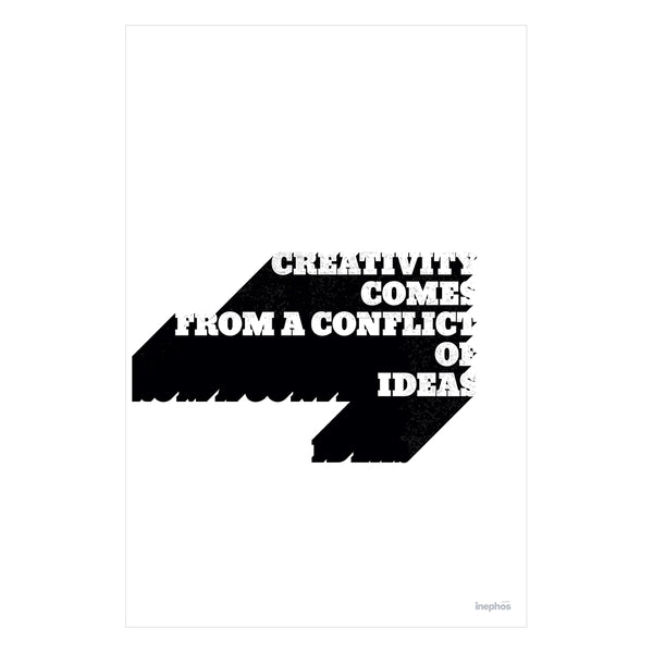 Creativity Comes from a Conflict of Ideas | Bold Motivational Poster for Office, Studio & Creative Spaces | Black & White Minimal Wall Art