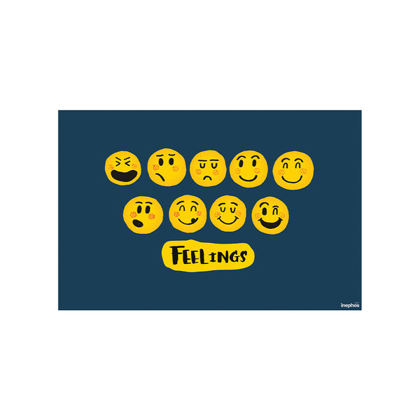 Feelings Emoji Poster | Fun & Colorful Wall Art for Kids Room, Playroom, or Classroom | Emotional Learning Chart