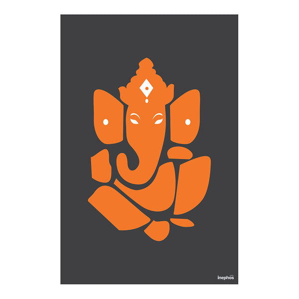 Ganesha Wall Poster | Modern Orange Ganpati Art for Home, Puja Room & Office Decor | Vastu Spiritual Gift