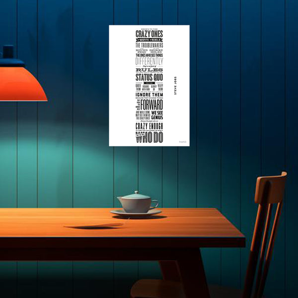 Steve Jobs Crazy Ones Quote Wall Poster | Think Different Inspirational Wall Art for Office & Home | Easy Stick Poster