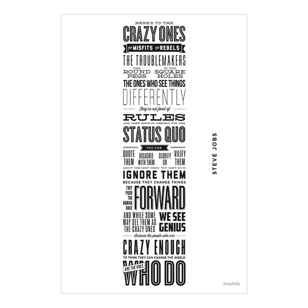 Steve Jobs Crazy Ones Quote Wall Poster | Think Different Inspirational Wall Art for Office & Home | Easy Stick Poster