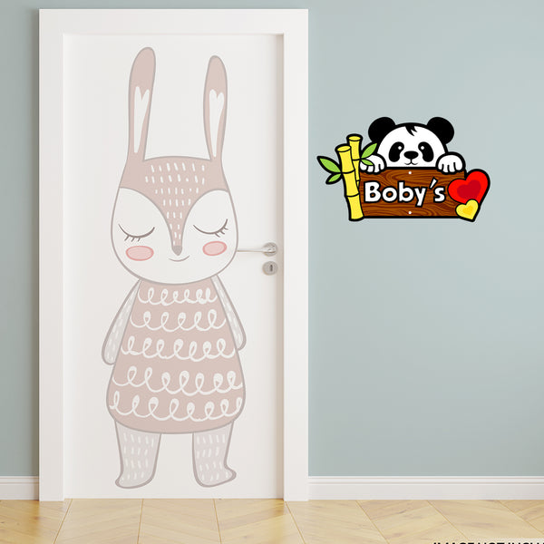 Cute Panda Theme Kids Name Plate | Playful Wall Decor For Nursery Or Bedroom Doors