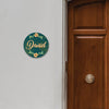 Teal Floral Wooden Round Name Plate | Customized Wall Decor For Modern Homes