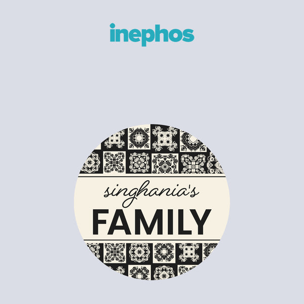 Classic Family Name Plate | Monochrome Round Wall Art For Elegant Home Entry