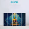 Buddha in Cave Multi Frame Vinyl Wall Painting | Peaceful Spiritual Art for Home & Meditation Room
