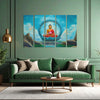 Buddha on Lotus Multi Frame Vinyl Wall Painting | Spiritual Vinyl Wall Art for Modern Home Decor