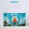 Buddha on Lotus Multi Frame Vinyl Wall Painting | Spiritual Vinyl Wall Art for Modern Home Decor