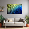 Buddha With Blue Flower Multi Frame Vinyl Wall Painting | Peaceful Face & Floral Art For Home, Meditation Space, Or Bedroom