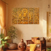 Golden Buddha Sculpture Inspired Multi Frame Vinyl Painting | Serene Wall Decor for Home & Office