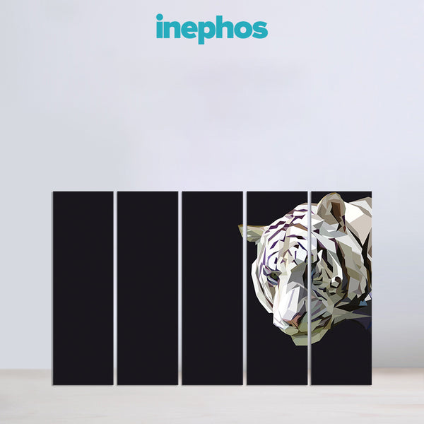 Minimalist White Tiger Art | Multi Frame Vinyl Painting for Modern Home & Office Walls