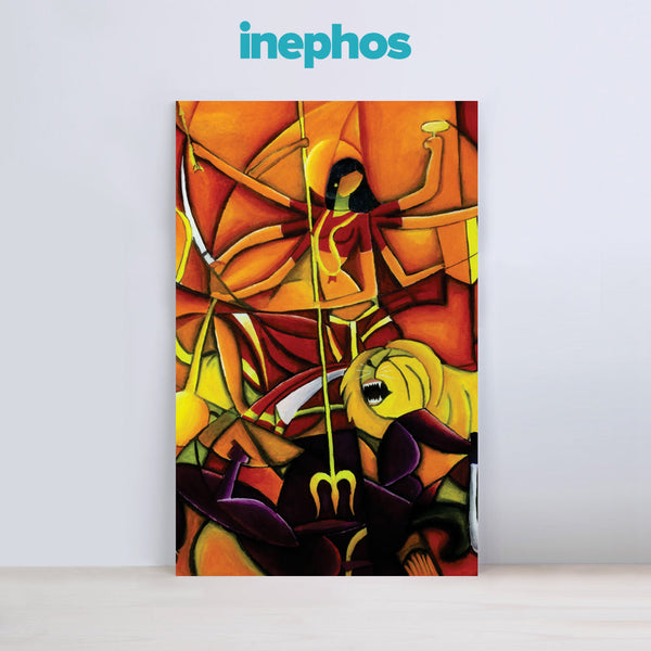 Goddess Durga Wall Painting for Living Room, Bedroom, Office, Hotels, Drawing Room