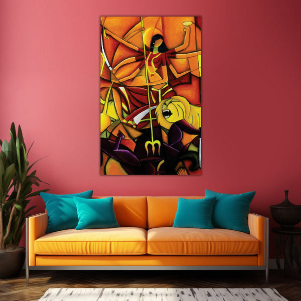 Goddess Durga Wall Painting for Living Room, Bedroom, Office, Hotels, Drawing Room