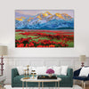 Flower Garden with Majesty Mountain Wall Painting for Living Room, Bedroom, Office, Hotels, Drawing Room
