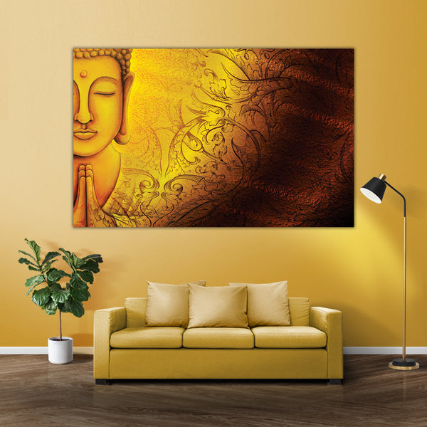 Golden Buddha Wall Painting for Living Room, Bedroom, Office, Hotels, Drawing Room