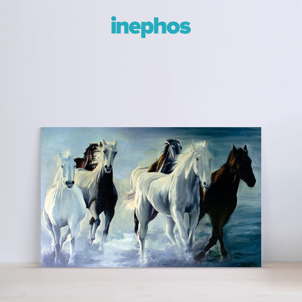 Running Horses Wall Painting for Living Room, Bedroom, Office, Hotels, Drawing Room