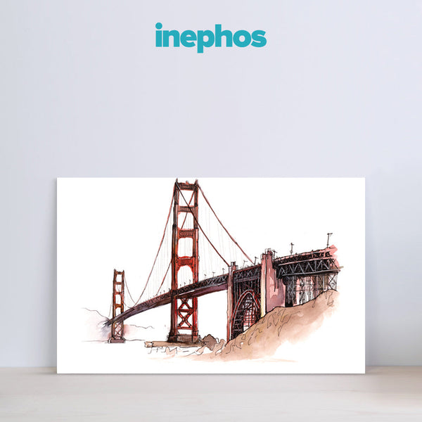 Golden Gate Bridge Watercolor Wall Painting for Living Room, Bedroom, Office, Hotels, Drawing Room