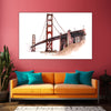 Golden Gate Bridge Watercolor Wall Painting for Living Room, Bedroom, Office, Hotels, Drawing Room