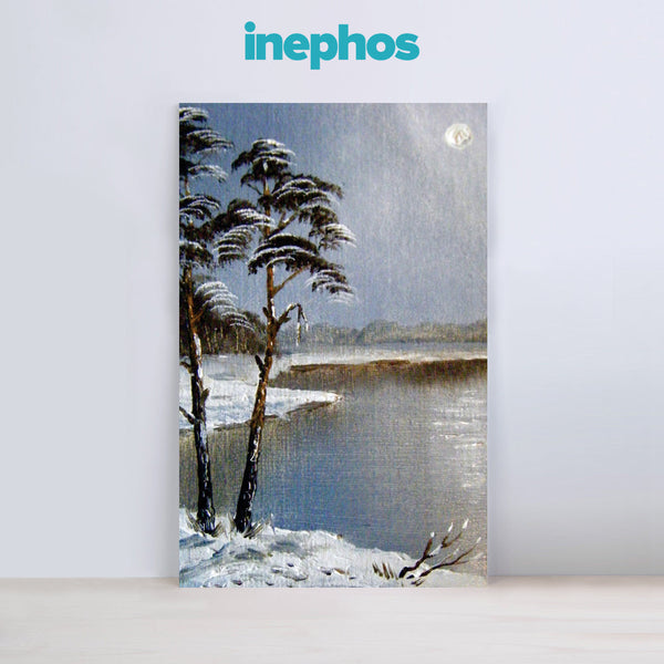Enchanting Winter Night Wall Painting for Living Room, Bedroom, Office, Hotels, Drawing Room