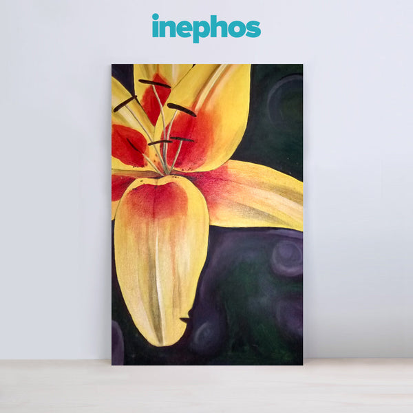 Vibrant Yellow Lily Wall Painting for Living Room, Bedroom, Office, Hotels, Drawing Room