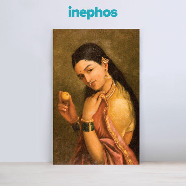 Elegant Lady with Fruit Wall Painting for Living Room, Bedroom, Office, Hotels, Drawing Room