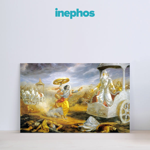 Divine Krishna & Bhishma – Epic Mahabharata Canvas Art Paintings for Living Room, Bedroom, Office, Hotels, Drawing Room