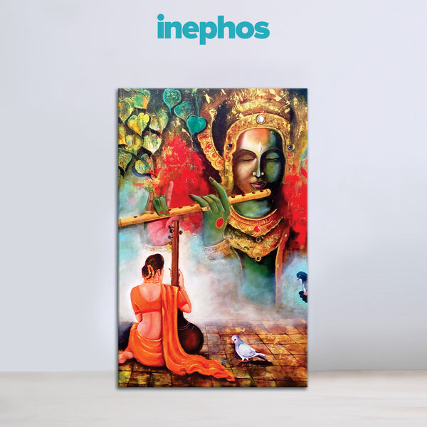 Meerabai & Krishna Ji Wall Painting for Living Room, Bedroom, Office, Hotels, Drawing Room