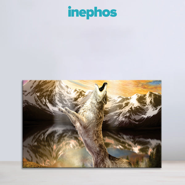 Howling Wolf Wall Painting for Living Room, Bedroom, Office, Hotels, Drawing Room