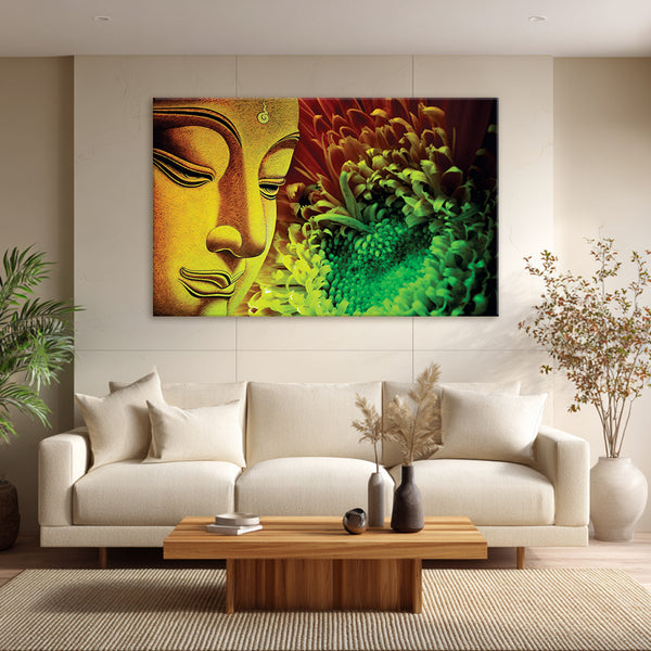 Buddha’s Serenity Wall Painting for Living Room, Bedroom, Office, Hotels, Drawing Room